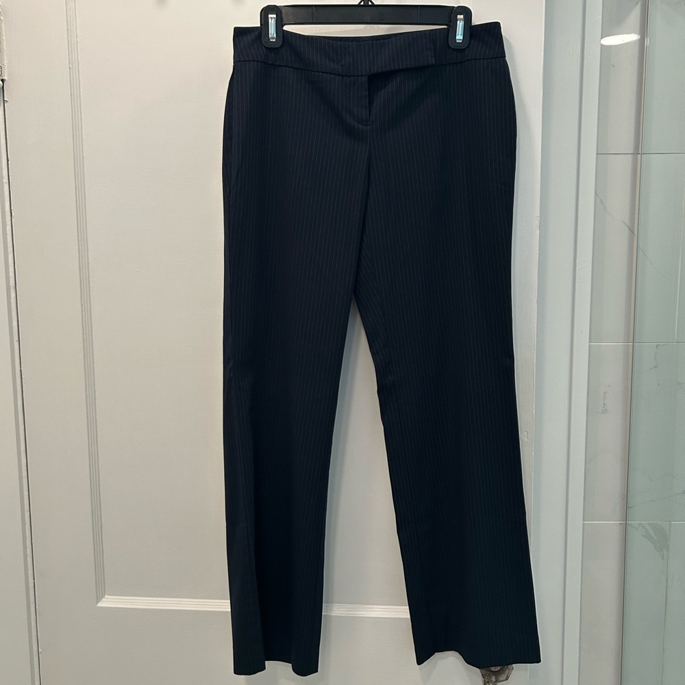 New York & Company Navy with White Pinstripes Tailored Trousers